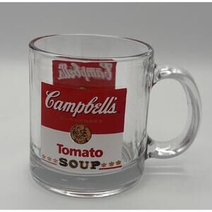 Vintage 1998 Campbell's Tomato Soup Clear Glass Cup / Mug Made In USA